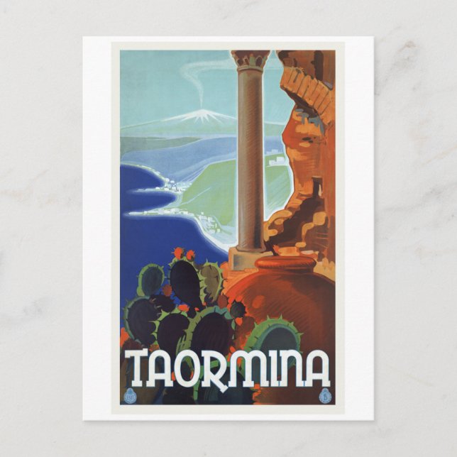 Taormina Italy Vintage Travel Europe Postcard (Front)