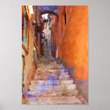 Taormina Sicily Italy Narrow Street Steps Painting