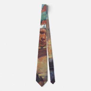 Taos Indian Holding a Water Jug by Blumenschein Tie