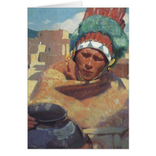 Taos Indian tenant un pot d'eau par Blumenschein