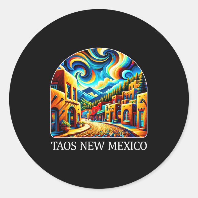 Taos New Mexico - Expressionism Art -  Classic Round Sticker (Front)
