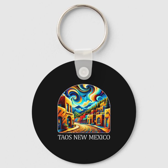 Taos New Mexico - Expressionism Art -  Keychain (Front)