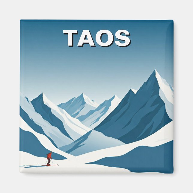 Taos New Mexico Skiing Skier Travel Magnet (Front)