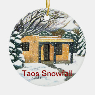Taos, New Mexico Snowfall Ceramic Ornament