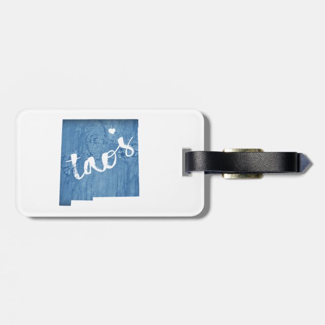 Taos New Mexico Wood Grain Luggage Tag (Back Horizontal)