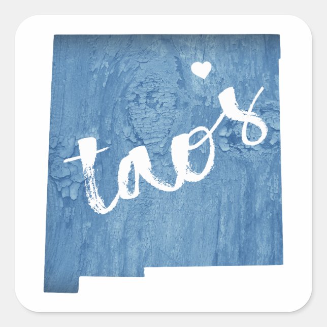 Taos New Mexico Wood Grain Square Sticker (Front)