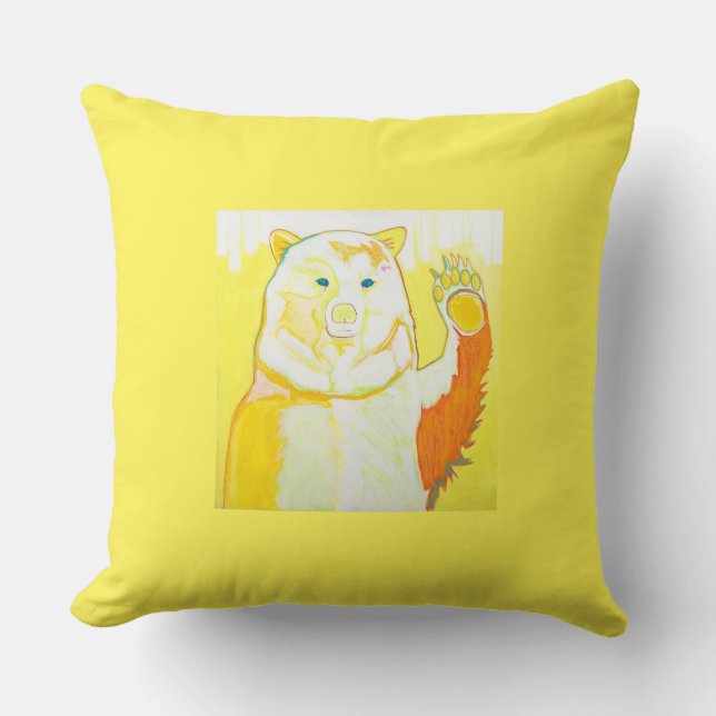 Taos Painter Allegra Sleep's "Hondo Bear" Throw Pillow (Front)