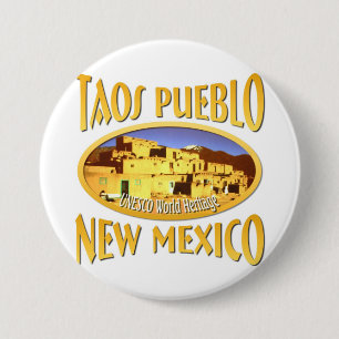Taos Pueblo New Mexico 3 Inch Round Button