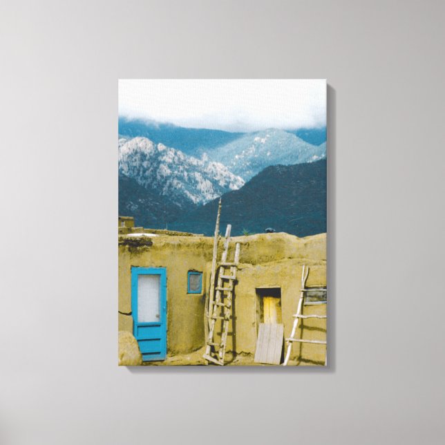 Taos Pueblo New Mexico Sangre De Cristo Mountains  Canvas Print (Front)