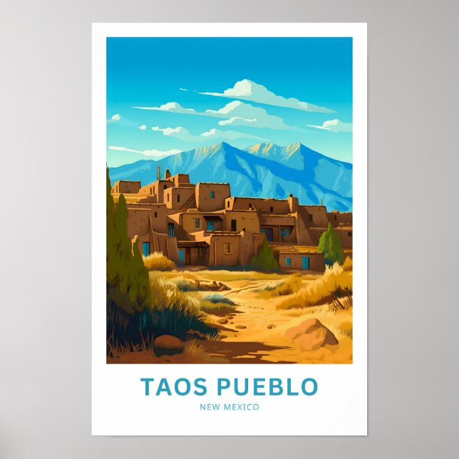 Taos Pueblo New Mexico Travel Print (Front)