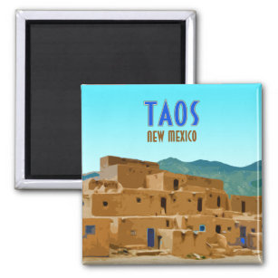 Taos Pueblos New Mexico Vintage Magnet