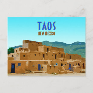 Taos Pueblos New Mexico Vintage Postcard