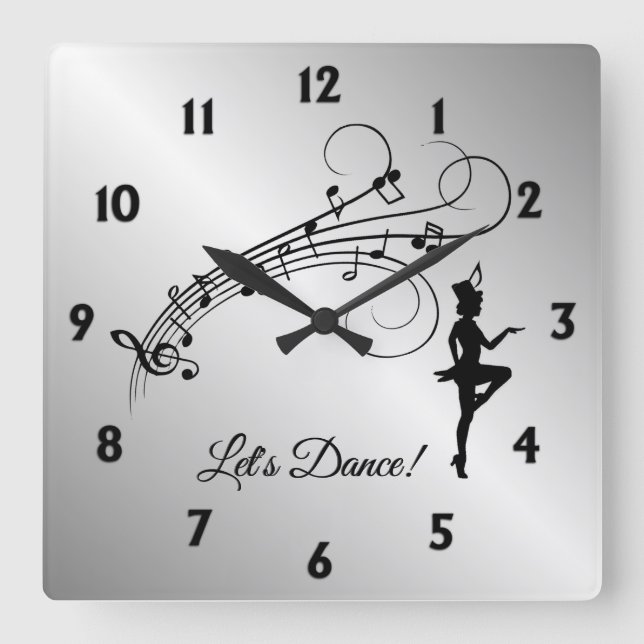 Tap Dance 3 Square Wall Clock (Front)