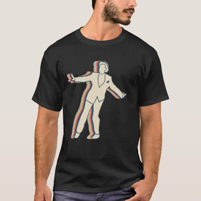 Tap Dance Dancing Swing Dancer Retro Line Art T-Shirt (Front)
