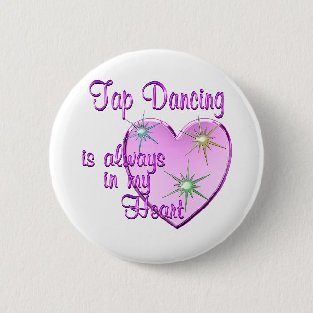 Tap Dancing Heart 2 Inch Round Button (Front)