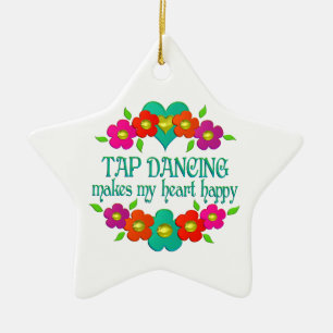 Tap Dancing Heart Happy Ceramic Ornament