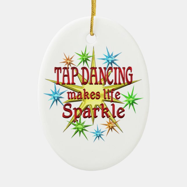 Tap Dancing Sparkles Ceramic Ornament (Front)