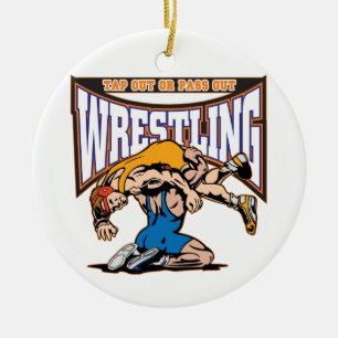 Tap Out Wrestlers Ceramic Ornament