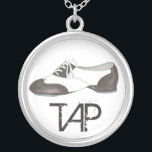 Tap Shoe Tapper Dance Teacher Dancer Tapdance Gift Silver Plated Necklace<br><div class="desc">Features an original illustration of a black-and-white oxford style tap dance shoe. Perfect for your favourite dance teacher,  studio owner,  or tapper! Don't see what you're looking for? Need help with customization? Click "rebeccaheartsny" (upper right corner) then "contact this designer" to have something created just for you!</div>