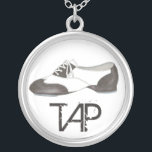 Tap Shoe Tapper Dance Teacher Dancer Tapdance Gift Silver Plated Necklace<br><div class="desc">Features an original illustration of a black-and-white oxford style tap dance shoe. Perfect for your favourite dance teacher,  studio owner,  or tapper! Don't see what you're looking for? Need help with customization? Click "rebeccaheartsny" (upper right corner) then "contact this designer" to have something created just for you!</div>