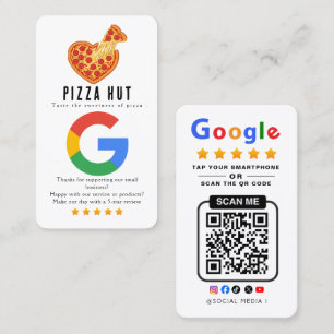 Tap to Review Google Pizza Restaurant Business Card