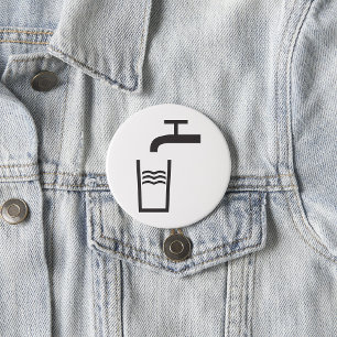 Tap Water Symbol 3 Inch Round Button