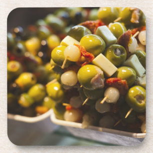 Tapas made with stuffed olives coaster