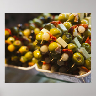 Tapas made with stuffed olives poster