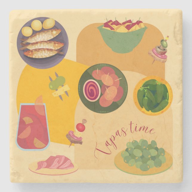  Tapas Time Stone Coaster (Front)