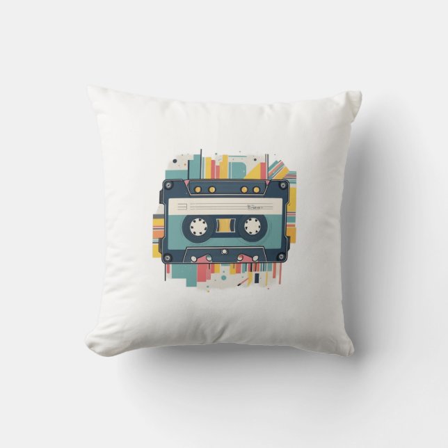 Tape cassette & radio  throw pillow (Front)