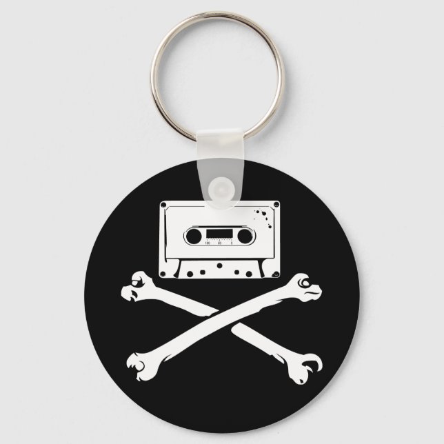 Tape & Crossbones Music Pirate Piracy Home Taping Keychain (Front)