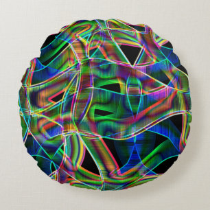 Tape-like curves, colourful neon, relief overlap round pillow