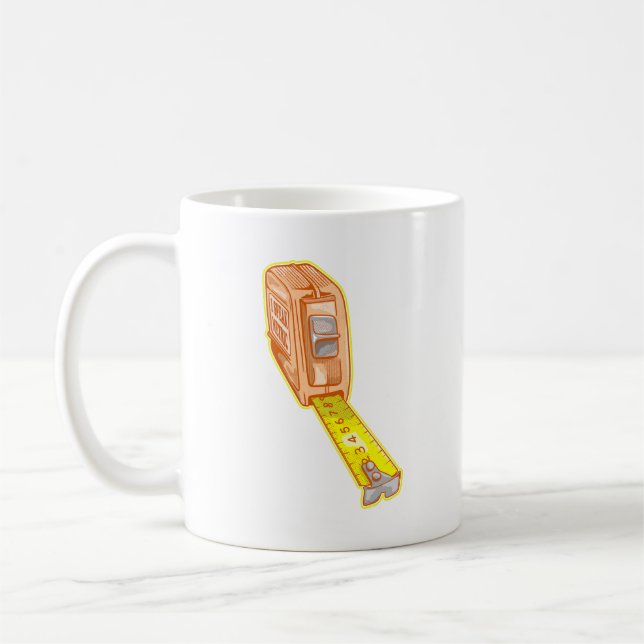 Tape measure metric system measuring tape coffee mug (Left)
