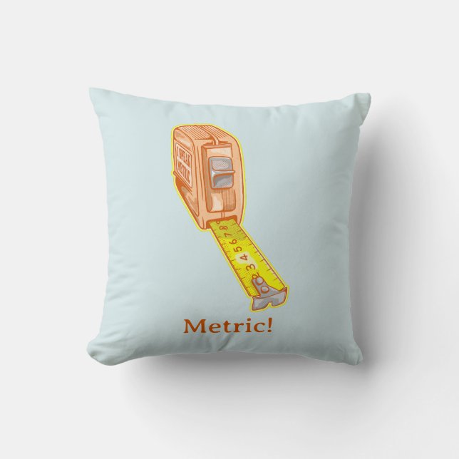 Tape measure metric system measuring tape throw pillow (Front)