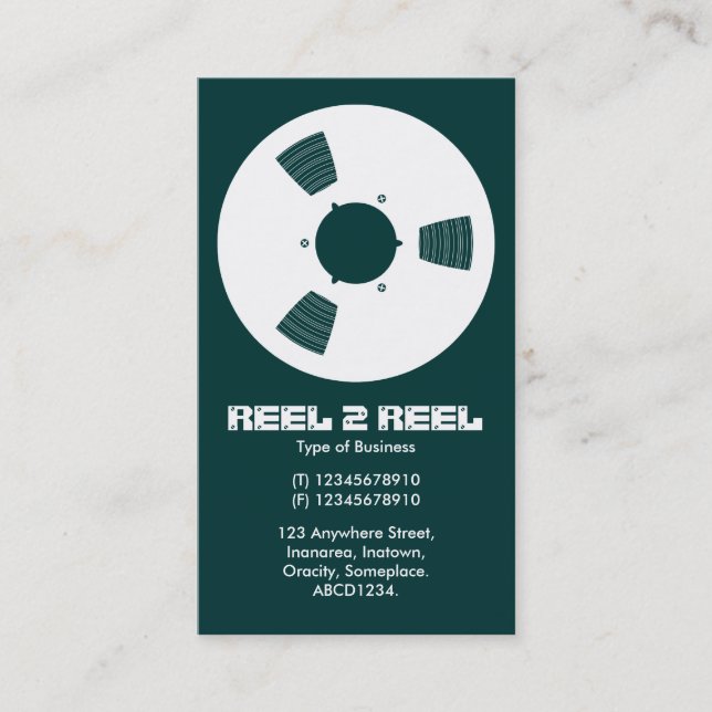 Tape Spool - White on Dark Moss Green Business Card (Front)