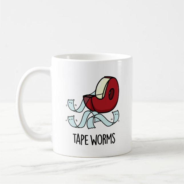 Tape Worms Funny Sticky Tape Puns  Coffee Mug (Left)