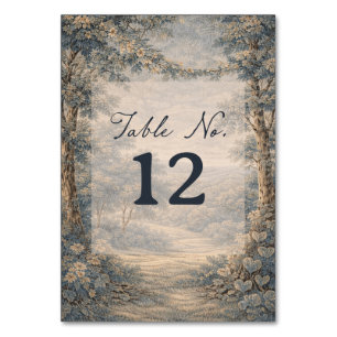 Tapestry Blue Toile Vintage Woodland Table Number