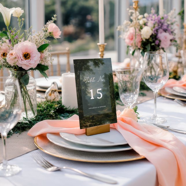 Tapestry Blue Toile Vintage Woodland Table Number (Creator Uploaded)