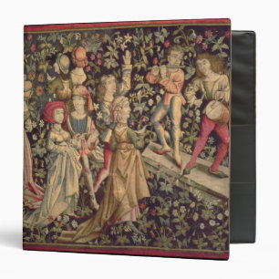Tapestry depicting dancers and musicians binder