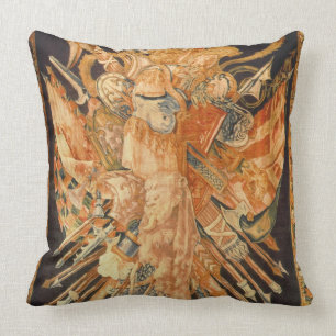 Tapestry depicting war trophies (textile) throw pillow