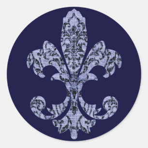 Tapestry Fleur de lis 1 Classic Round Sticker