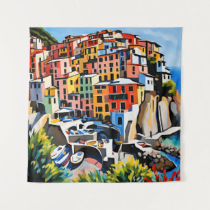 Tapestry Manarola Cinque Terre Italy Mediterranean