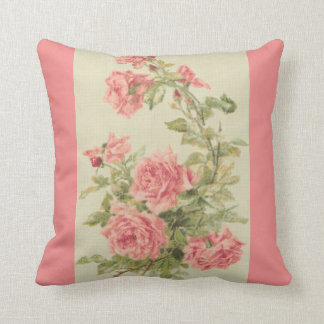 Tapestry Style Pink Roses Throw Pillow