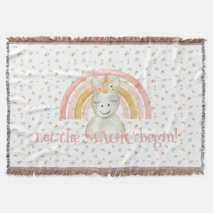 Tapestry Wall Magic Begin Unicorn Rainbow Nursery Throw Blanket