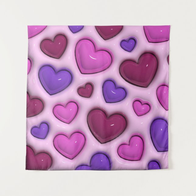 Tapestry With 3D Glossy Hearts (Front)