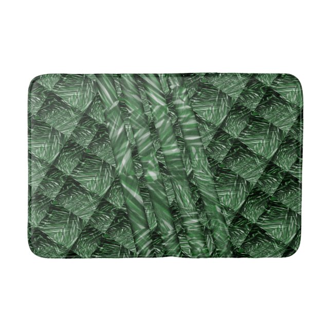 Tapete verde quadriculado com cor riscada bath mat (Front)