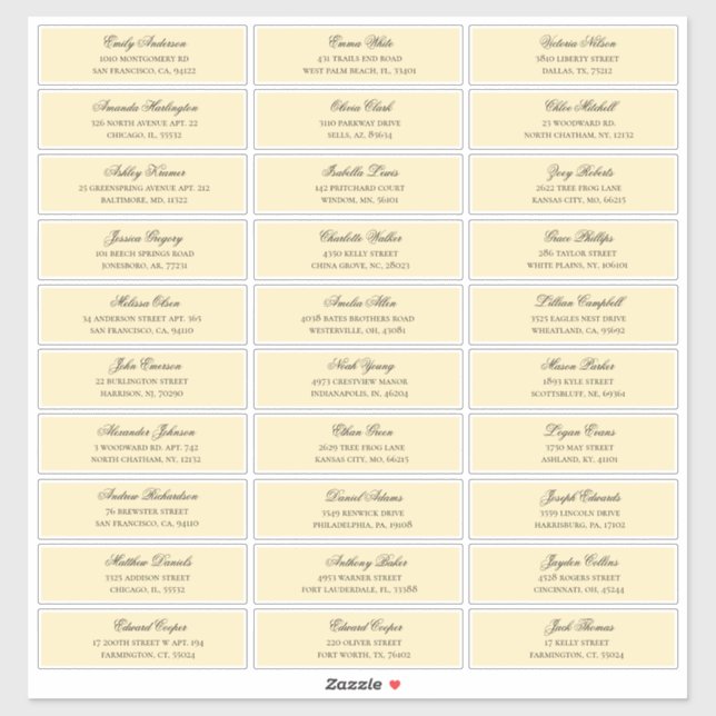 Tapez les noms des invités adresse. étiquette d'ex (Feuille)