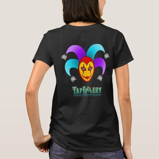TapFoolery T-shirt - aqua on black lines (Back)