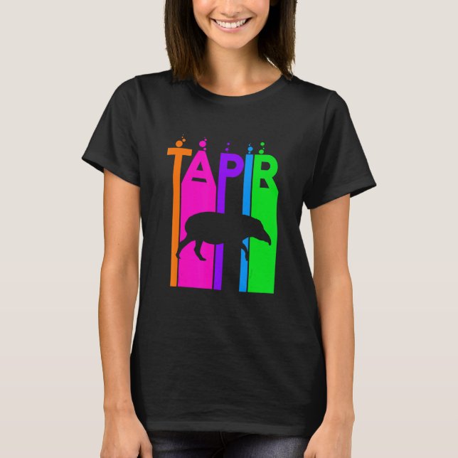 Tapir Animal Rainbow Bubble With Silhouette T-Shirt (Front)