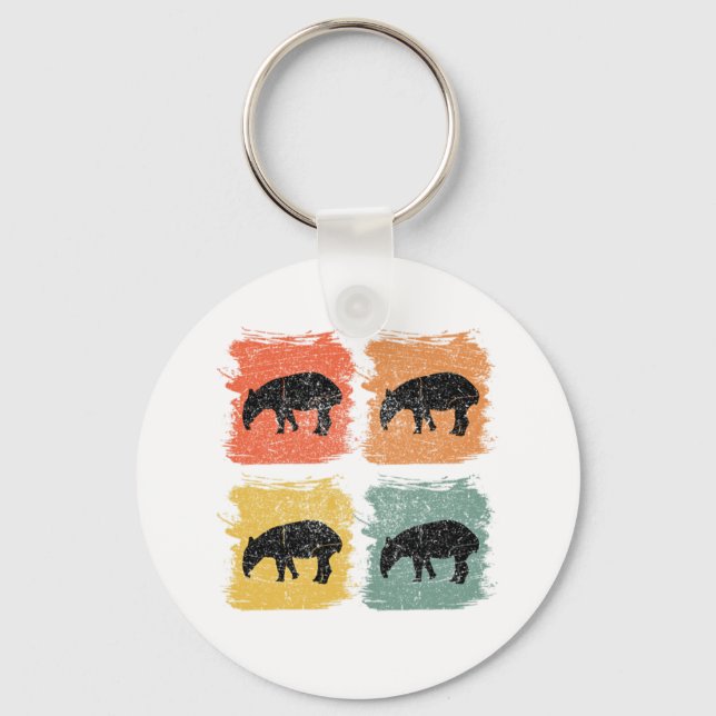 Tapir Animal Retro Pop Art Gift Keychain (Front)